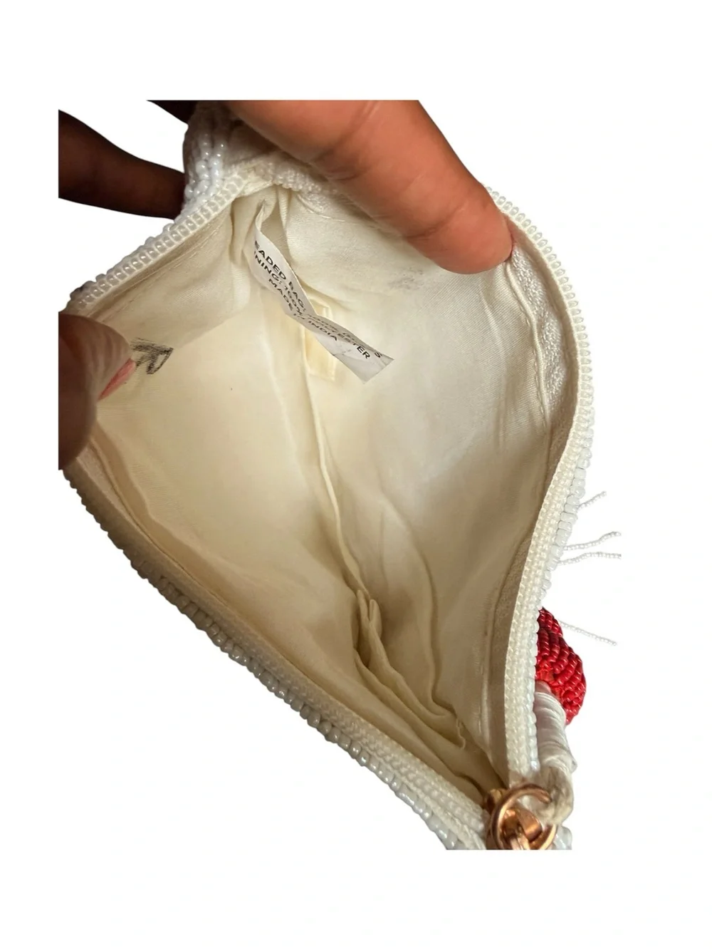 Wandering moon Beaded Football Clutch - Red and White